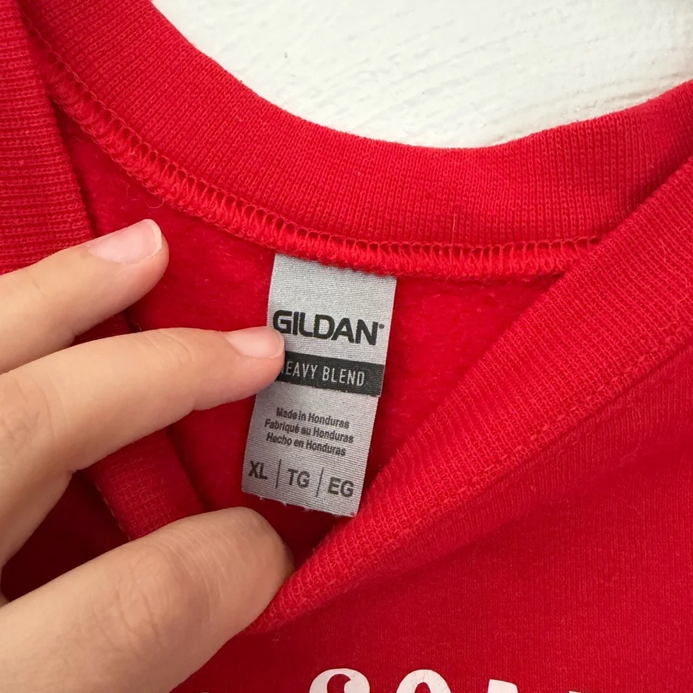 Gildan Red Holiday Sweatshirt with White Santa Graphic